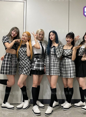 stayc韩国女团同款啦啦队操表演出服套装舞台学生成人格子韩舞蹈