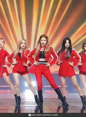 爵士舞韩国女团同款演出服打歌服套装舞台西装少儿成人JAZZ红色