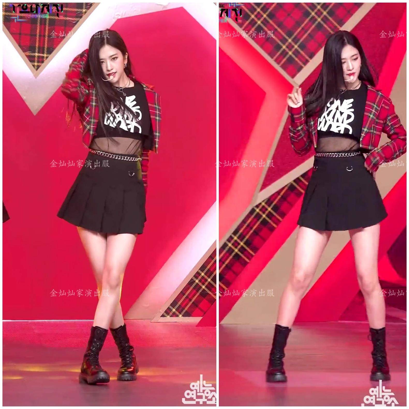 女团跳舞套装舞蹈表演服红黑爵士演出服衣服街舞连衣裙KPOP打歌服