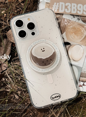 Tomo ins简约双层白色泼墨椰子磁吸支架手机壳iPhone16/17promax日韩少女心苹果14/15小众可爱12/13小清新