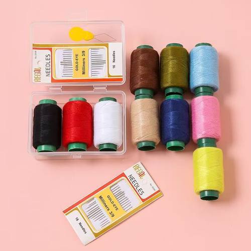 便携迷你针线盒家用高质量宿舍针线包实用套装缝衣线缝补彩色工具