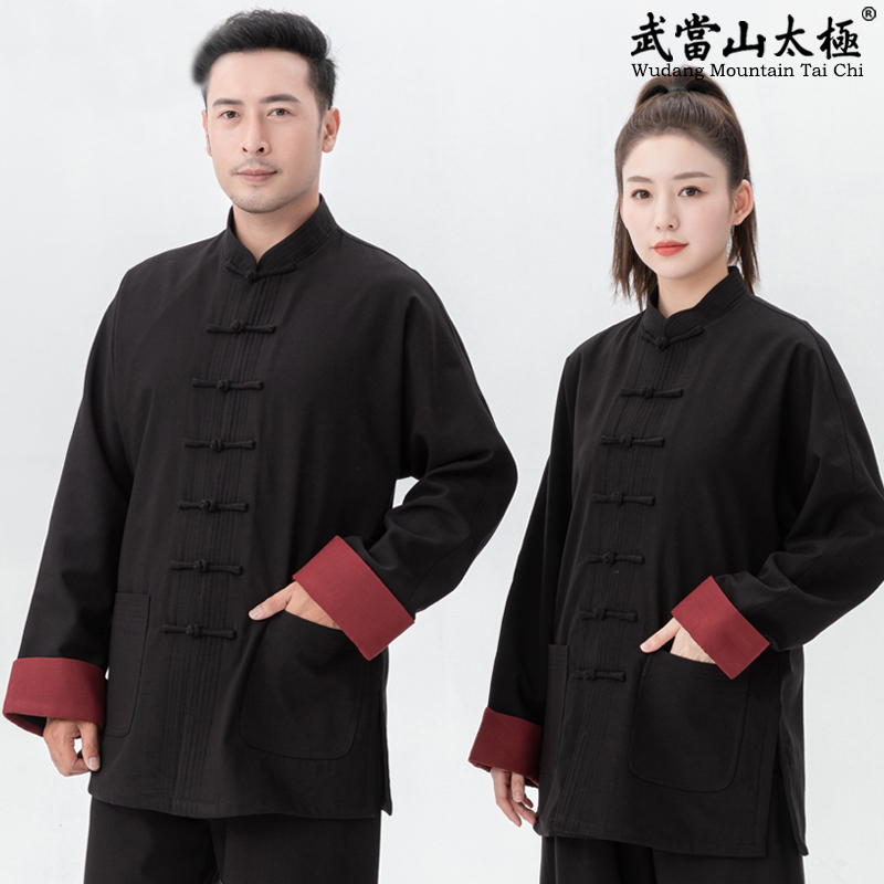 男女同款中式唐装练功服撞袖立领