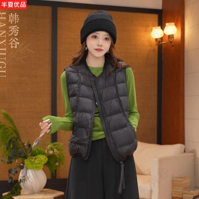 秋冬韩范立领轻薄保暖马甲女