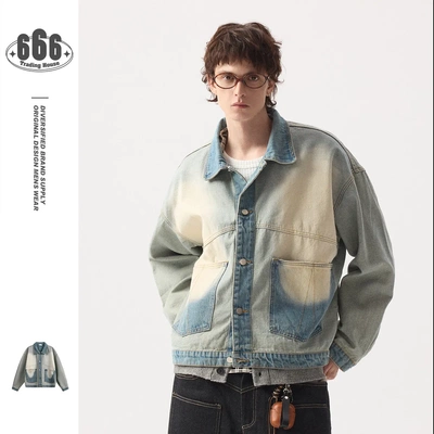 ANSWER ME设计师潮牌牛仔外套男生春秋新款复古水洗牛仔夹克W452