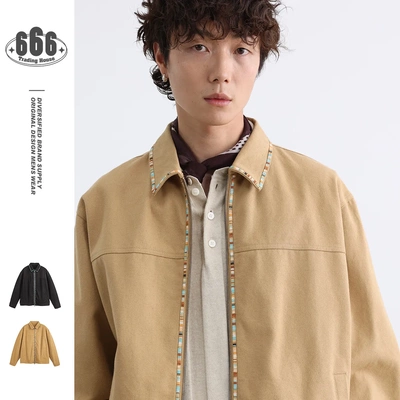 ANSWER ME小众潮牌复古水洗帆布工装夹克男女情侣老干部外套W493