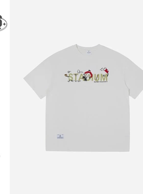 Neverules美式重磅刺绣印花潮牌T恤男宽松320g纯棉圆领短袖T8272