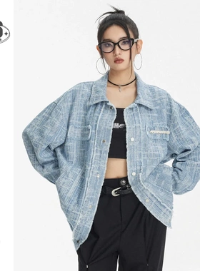 ANSWER ME美式复古小香风牛仔夹克男女宽松中性风开衫外套潮W257