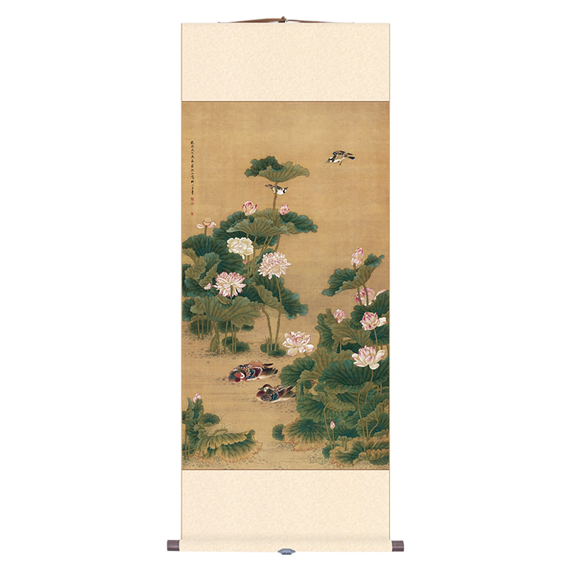 安徽博物院馆藏 荷塘鸳鸯 取暖挂画 艺术客厅装饰画创意礼物