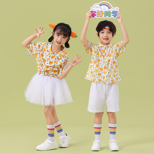 儿童小清新花衬衫蓬蓬裙演出服