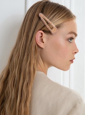 PIXIE MARKET新品PALE PINK DIAMOND HAIR BARETTE透明发夹女