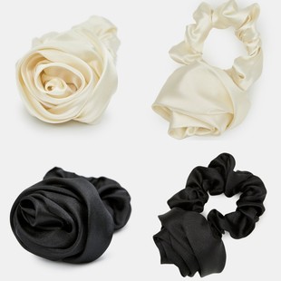 source unknown 24夏 手工立体花朵缎面大肠圈头绳发绳发圈女