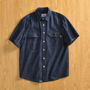 日系复古短袖衬衫男夏季2023新款小众设计感潮牌潮流休闲半袖衬衣