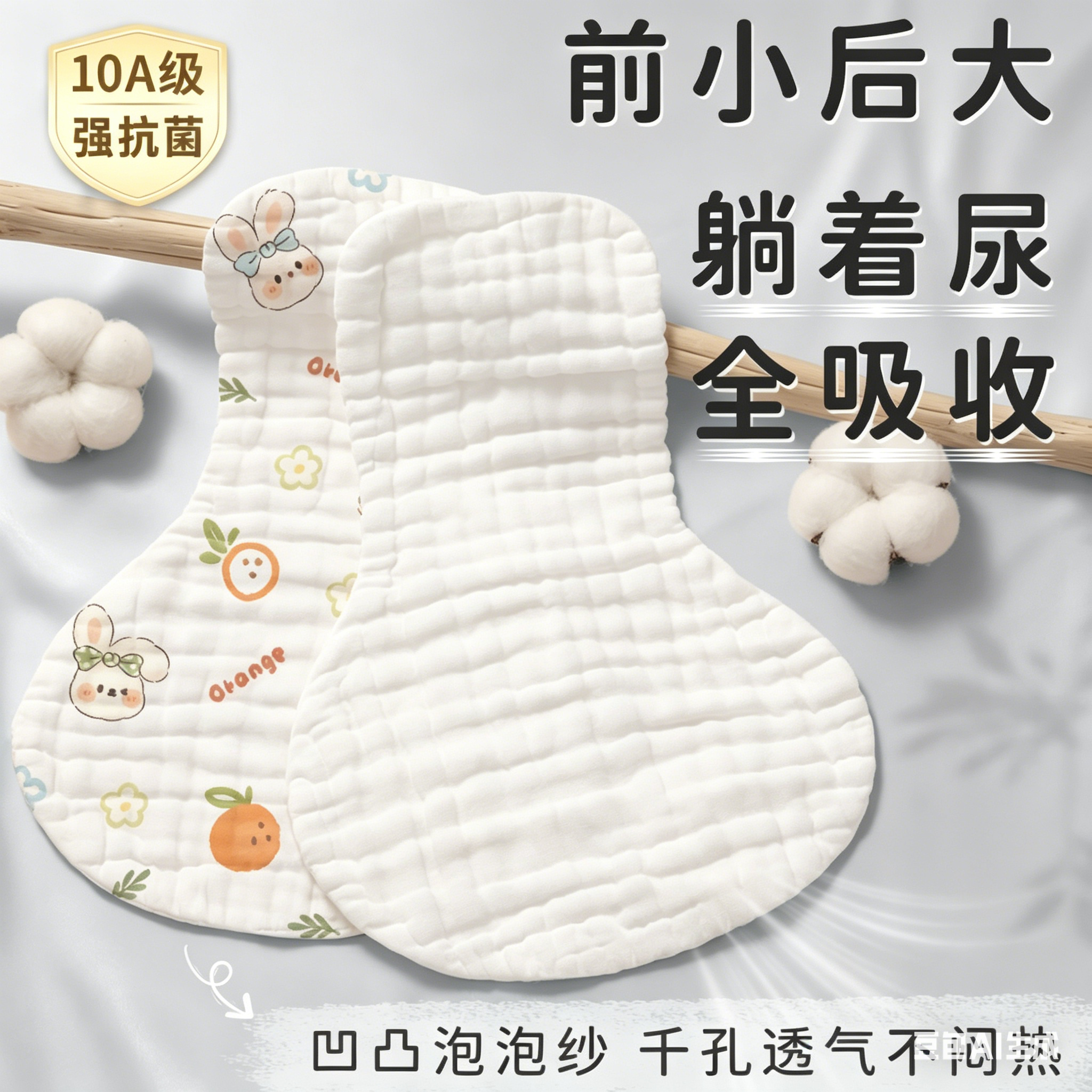 纱布尿布婴儿可洗纯棉尿不湿新生宝宝透气介子屎尿片戒子夏天芥子