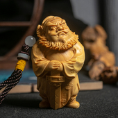 天师钟馗｜匠心志手把件随身小叶黄杨木雕武财神男士 手工艺品文玩