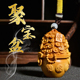 小叶黄杨木雕刻招财进宝百福手把件貔貅车载小摆件聚财 聚宝盆