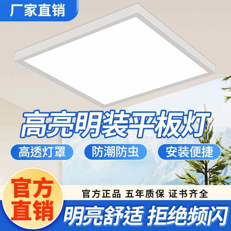 LED明装面板灯600x600吸顶1200*300水泥天花办公室会议厅平板吊灯,鲜花速递/花卉仿真/绿植园艺,割草机/草坪机,淘宝优惠券,粉丝福利购,淘宝优惠卷