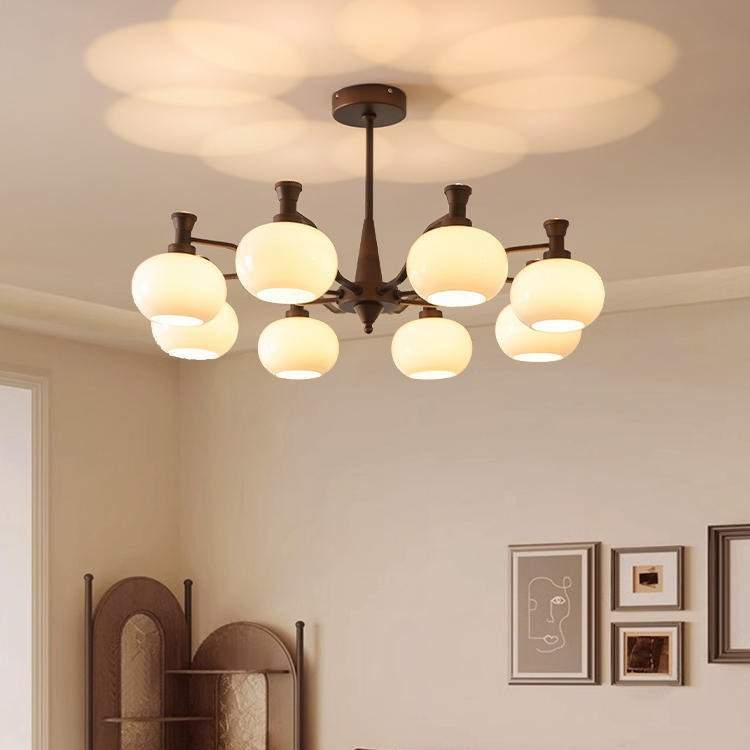 美式中古风客厅吊灯南洋卧室法式复古网红创意带射灯投影大厅主灯