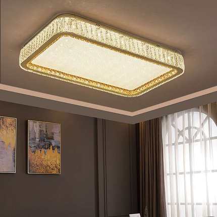 护眼全光谱长方形LED水晶卧室吸顶灯圆形餐吊灯简约主卧房间吸顶