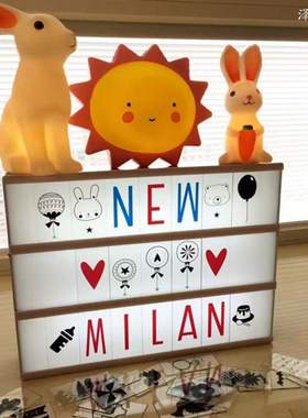 INSLED字母diy拼图卡片灯箱房间求婚生日装饰A4字母灯箱