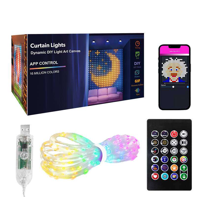 幻彩窗帘灯装饰灯串户外防水蓝牙APP点控USB皮线灯窗帘屏led灯