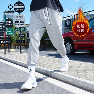 加绒2025秋季 男裤 新款 休闲运动长裤 子 准者美式 束脚针织保暖裤 卫裤