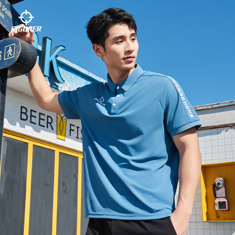 准者polo衫单向导湿科技男短袖T恤2025新款商务翻领透气速干上衣