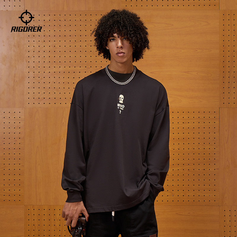 准者长袖男士印花T恤纯棉