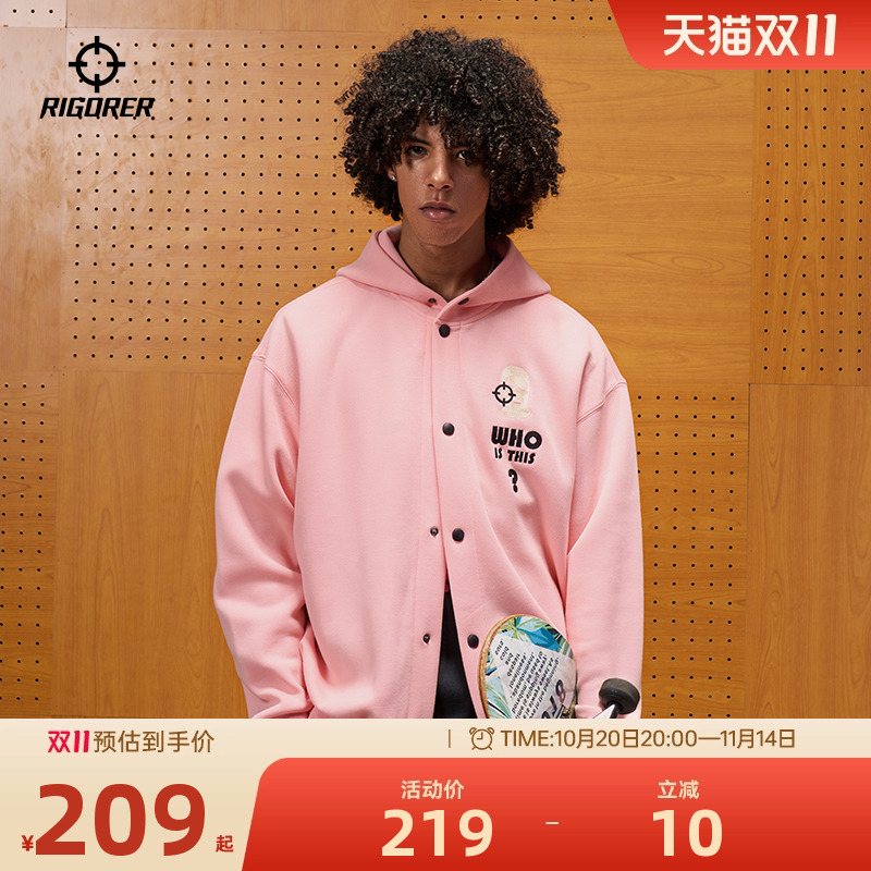 准者连帽针织外套情侣美式复古