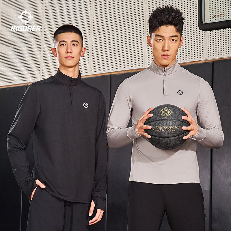 准者运动速干长袖男士春季薄绒透气跑步T恤健身训练投篮服上衣