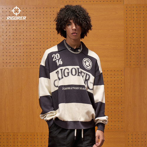 准者条纹毛衣宽松针织衫