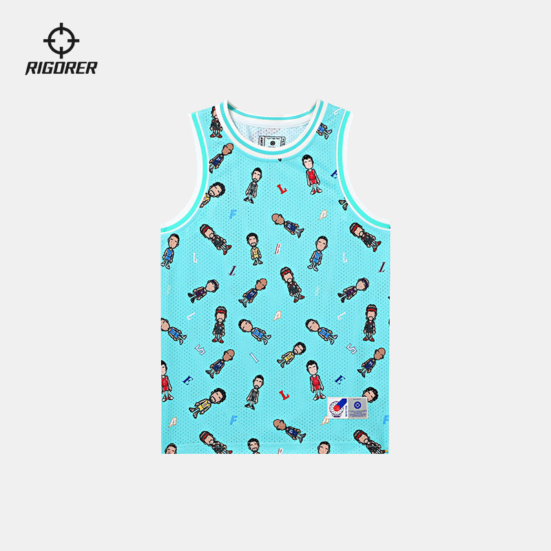 准者儿童篮球背心球星满印图案运动跑步透气宽松无袖球服