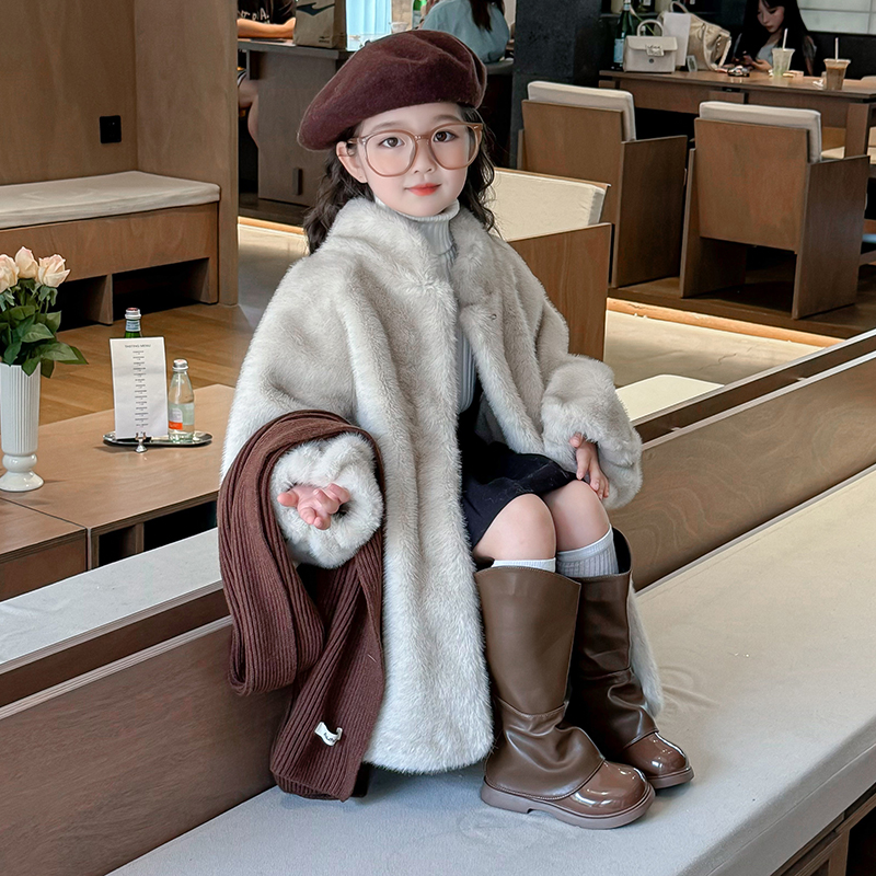 儿童仿水貂绒2024新款女童外套