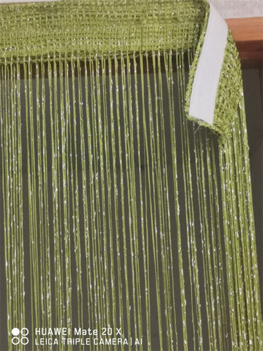 魔术贴加密绿色银丝门帘成品流苏