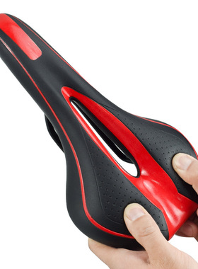 自行车坐垫鞍座舒适山地车公路车单车座垫骑行装备配件中空红色