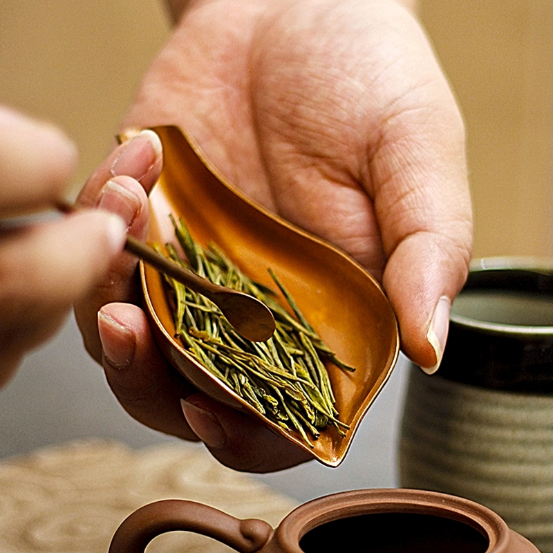 信龙堂手工制作铜茶则纯紫铜茶拨