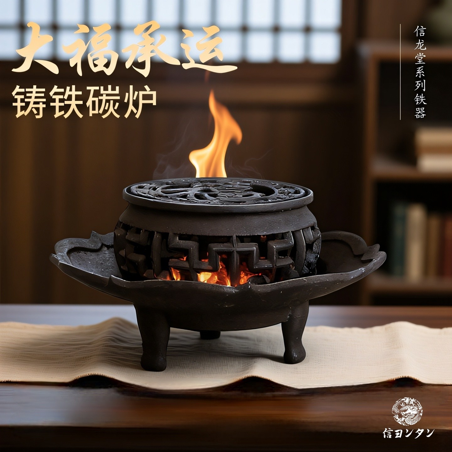 信龙堂铁炉大福炭炉日本原装进口铸铁炉子围炉煮茶碳炉取暖碳火盆,餐饮具,煮茶炉,淘宝优惠券,粉丝福利购,淘宝优惠卷