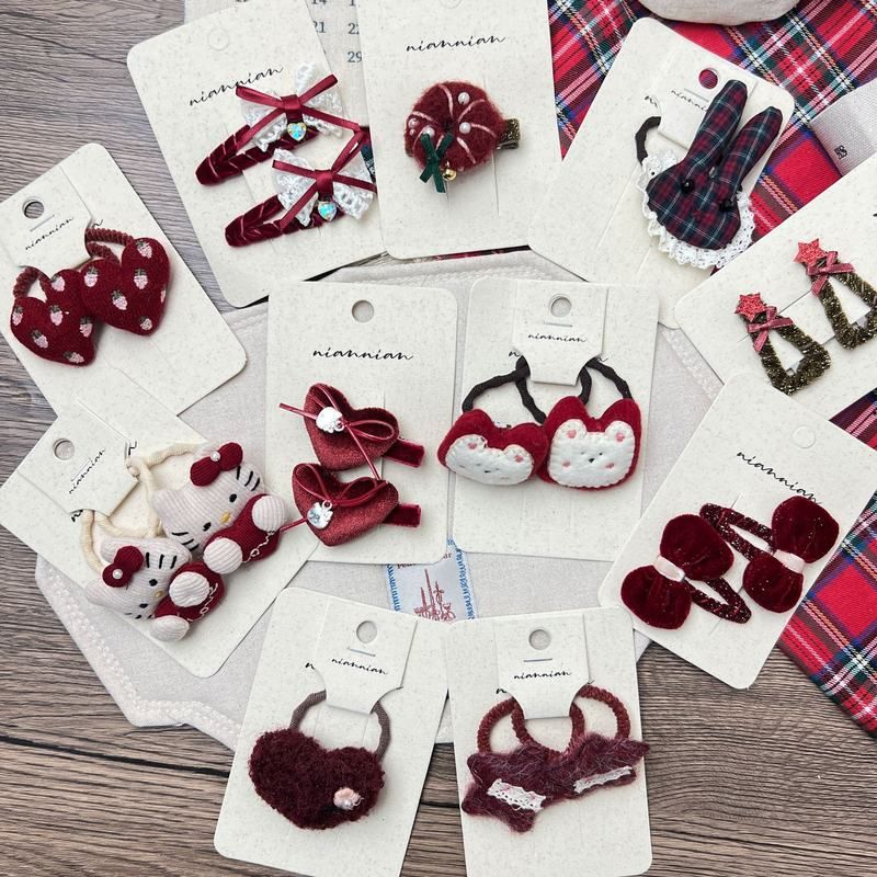 念念新年红色星星爱心儿童发夹