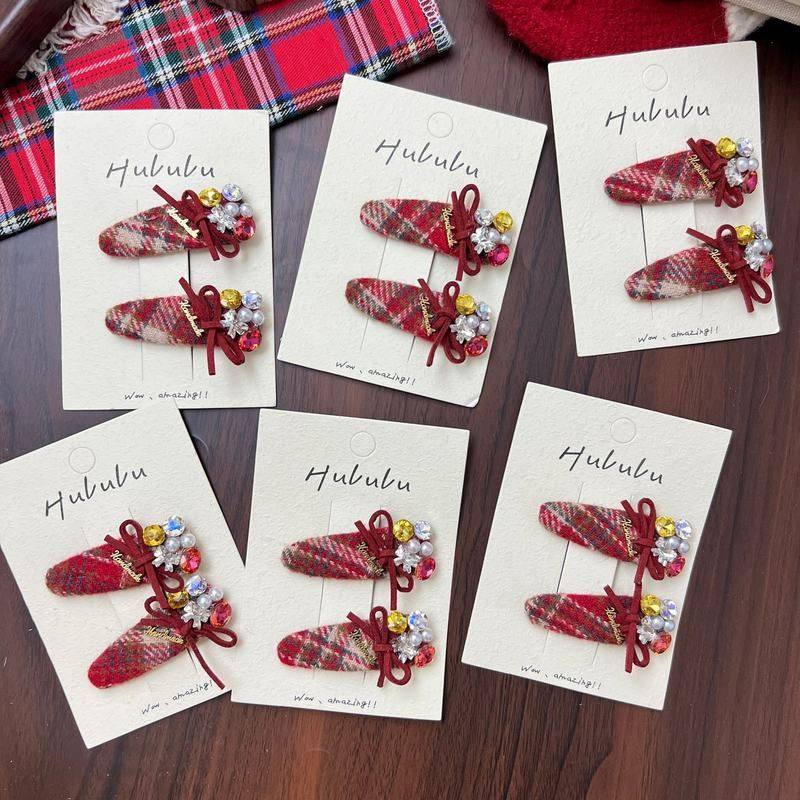 新款韩版毛呢格纹水钻蝴蝶结儿童发夹女童碎发刘海边夹发卡发饰,童装/婴儿装/亲子装,发饰,淘宝优惠券,粉丝福利购,淘宝优惠卷