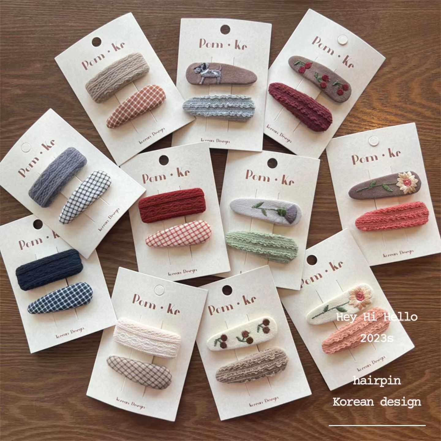 新款简约小清新布艺刺绣碎花儿童发夹女童bb夹刘海夹边夹少女发卡