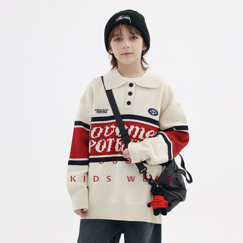 多加潮牌童装男童翻领毛衣2025年秋冬装儿童针织衫中大童上衣潮,童装/婴儿装/亲子装,毛衣/针织衫,淘宝优惠券,粉丝福利购,淘宝优惠卷