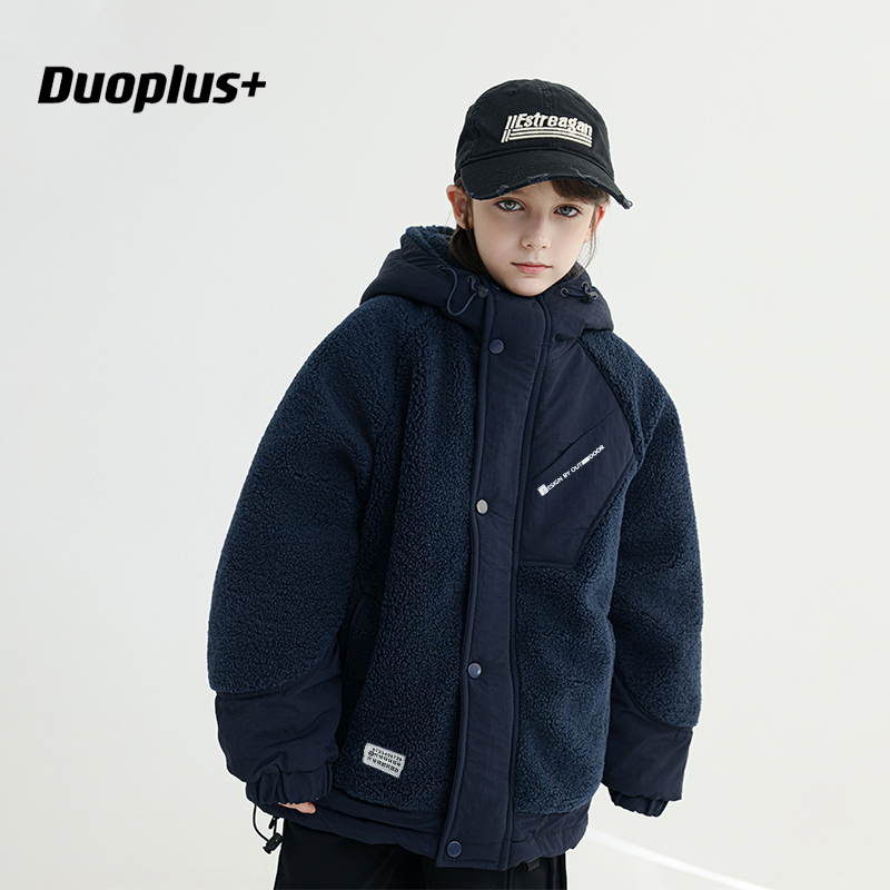 童装男童棉衣儿童夹棉棉服2025冬装中大童毛毛衣加厚羊羔绒外套潮