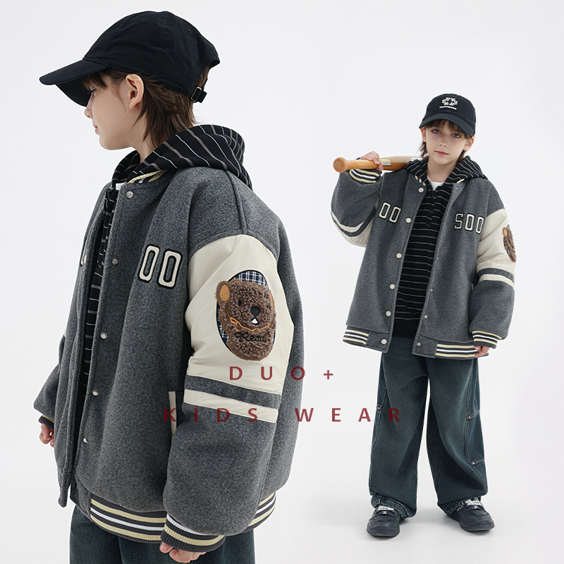 多加潮牌男童棒球棉服韩版秋冬装新款儿童夹棉外套棉衣中大童上衣