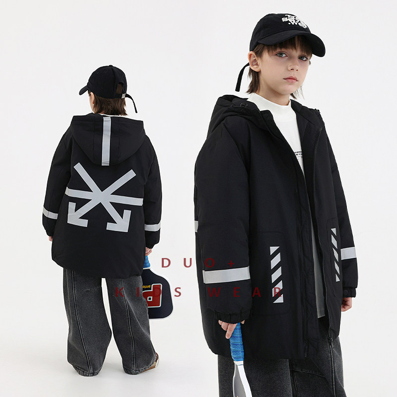 【清仓】多加潮牌童装男童棉服儿童外套中长款冬装宝宝加厚棉衣