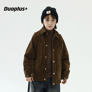 【清仓】男童灯芯绒加绒外套2024秋冬装中大童加厚棉衣儿童保暖潮