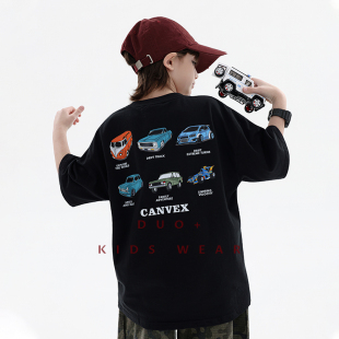 多加潮牌童装儿童短袖t恤男童打底衫2026春装新款中大童帅气上衣