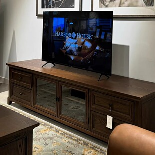 美式 现代简约全实木原木红橡木2.2米电视柜harbor核桃色Montclair