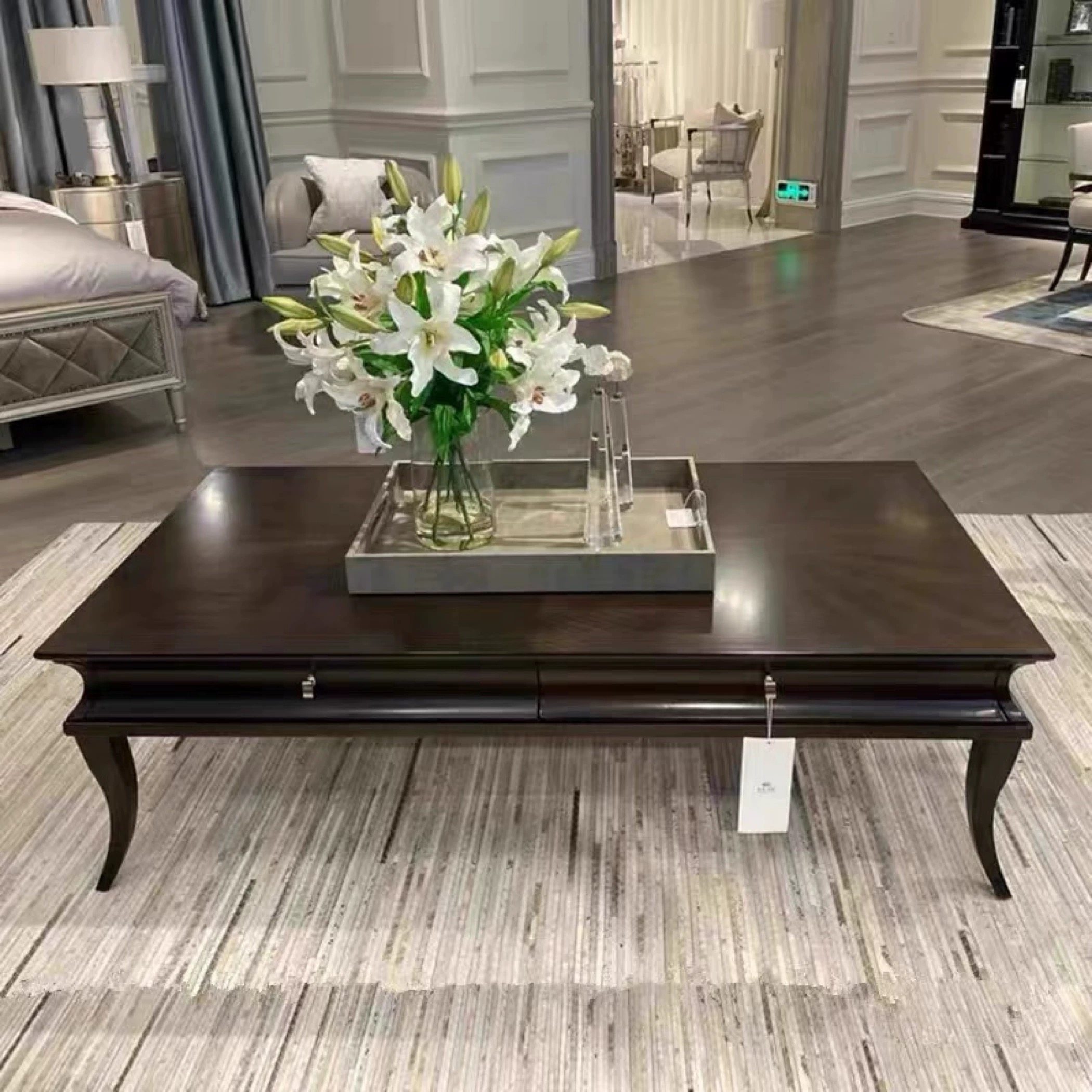 美克caracole轻奢古典现代茶几咖啡桌长方形深色美式实木闪耀星辰