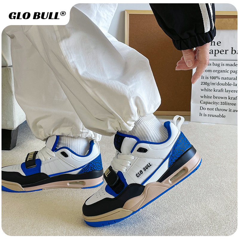 GLO BULL白黑蓝情侣鞋2025春秋新款休闲百搭运动板鞋厚底增高女款