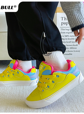 GLO BULL黄色休闲板鞋女款百搭学生小众鞋子厚底情侣轻便软底鞋