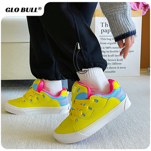 百搭学生小众鞋 GLO BULL黄色休闲板鞋 女款 子厚底情侣轻便软底鞋